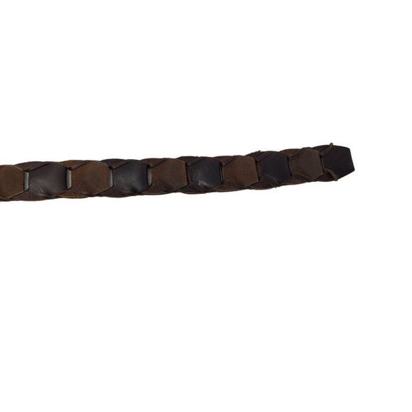 Vintage Woven Suede Leather Hexagon Pattern Belt 42" Brown Western Cowboy - Picture 10 of 11